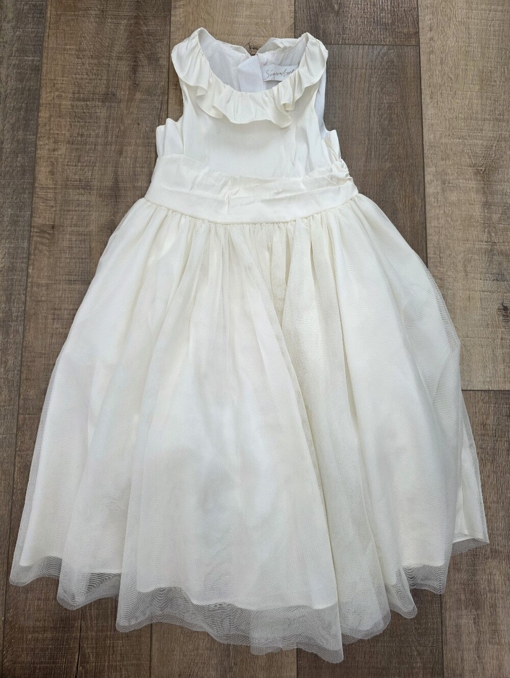 Next Cream Ruffle Neck Tulle Dress - Suze 5